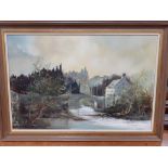 J HARTSHORN "Dean village Edinburgh", oil on canvas, signed, 50 cm x 76 cm,