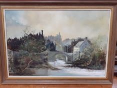 J HARTSHORN "Dean village Edinburgh", oil on canvas, signed, 50 cm x 76 cm,