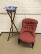 A Victorian buttoned upholstered nursing chair,