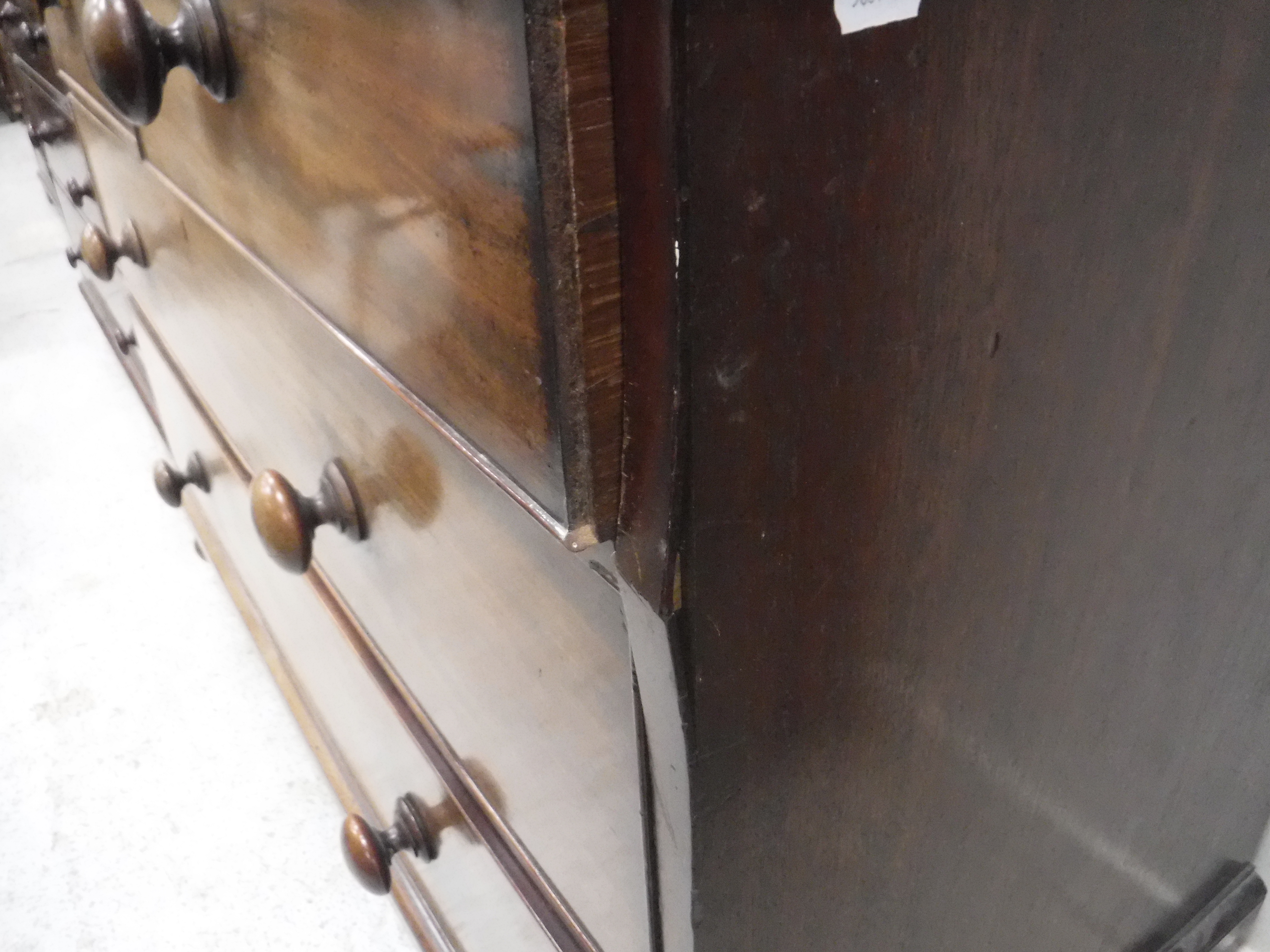 A Victorian mahogany linen press (marriage) the plain top of two sliding cupboard doors above a - Image 6 of 14