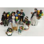 A collection of seven Royal Doulton balloon figures including "Balloon girl" (HN2818),