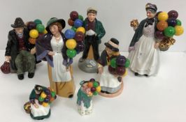 A collection of seven Royal Doulton balloon figures including "Balloon girl" (HN2818),