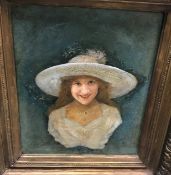 EMILE EISMAN-SEMENOWSKY (French/Polish, 1857-1911) "Young girl in wide-brimmed hat",