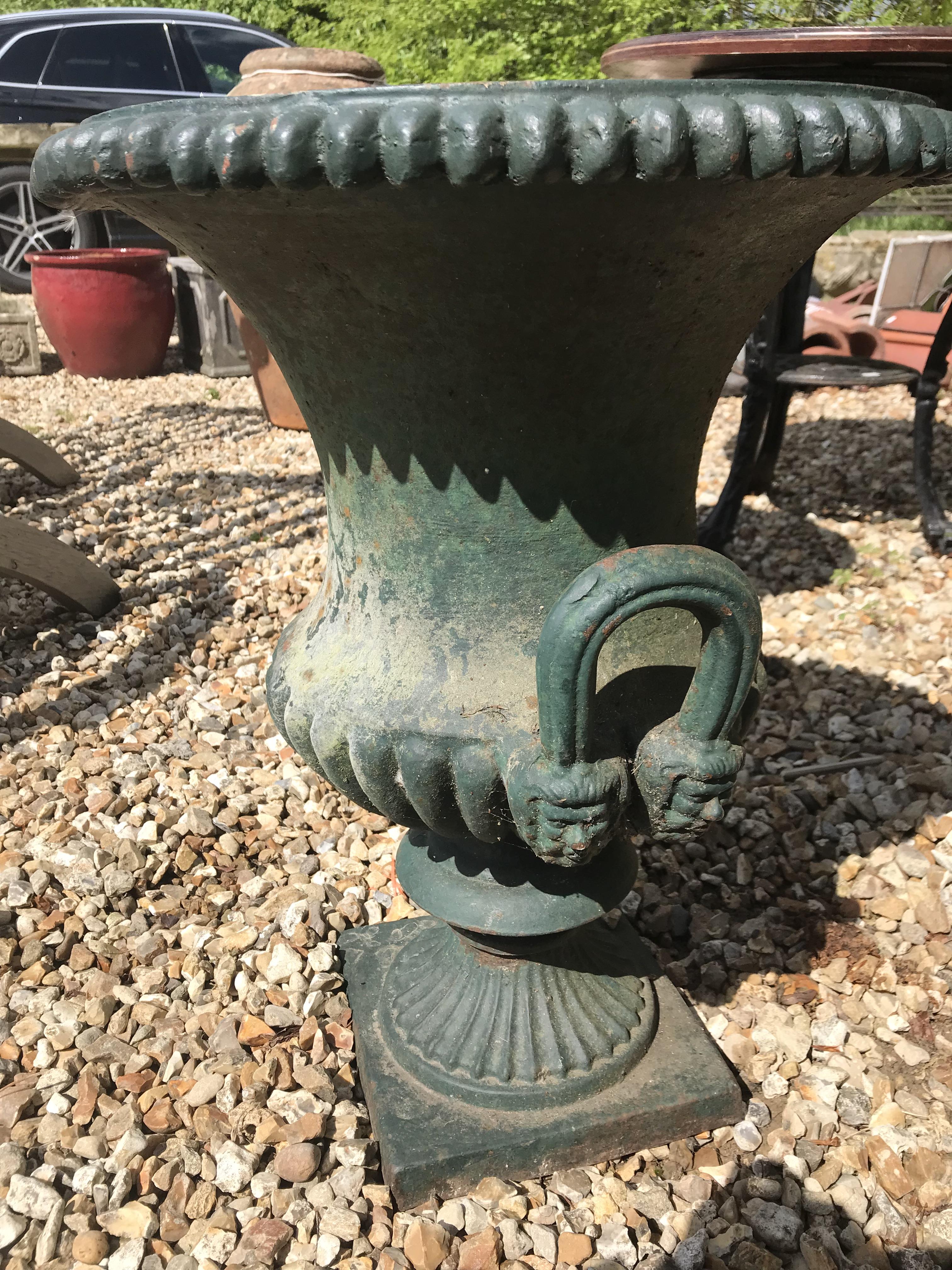 Two similar green cast iron garden urns CONDITION REPORTS Some areas of rusting, - Image 3 of 31