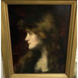 JEAN JACQUES HENNER (1829-1905) “Lady looking left”, a portrait study, head and shoulders,