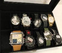 A collection of ten gent's wristwatches including a Lige Dream gent's wristwatch in stainless steel