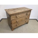 A Victorian pine chest of drawers,