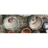 A small quantity of reconstituted stone garden planters,
