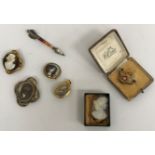 A collection of Victorian and later jewellery to include a gilt mounted micro-mosaic set locket,