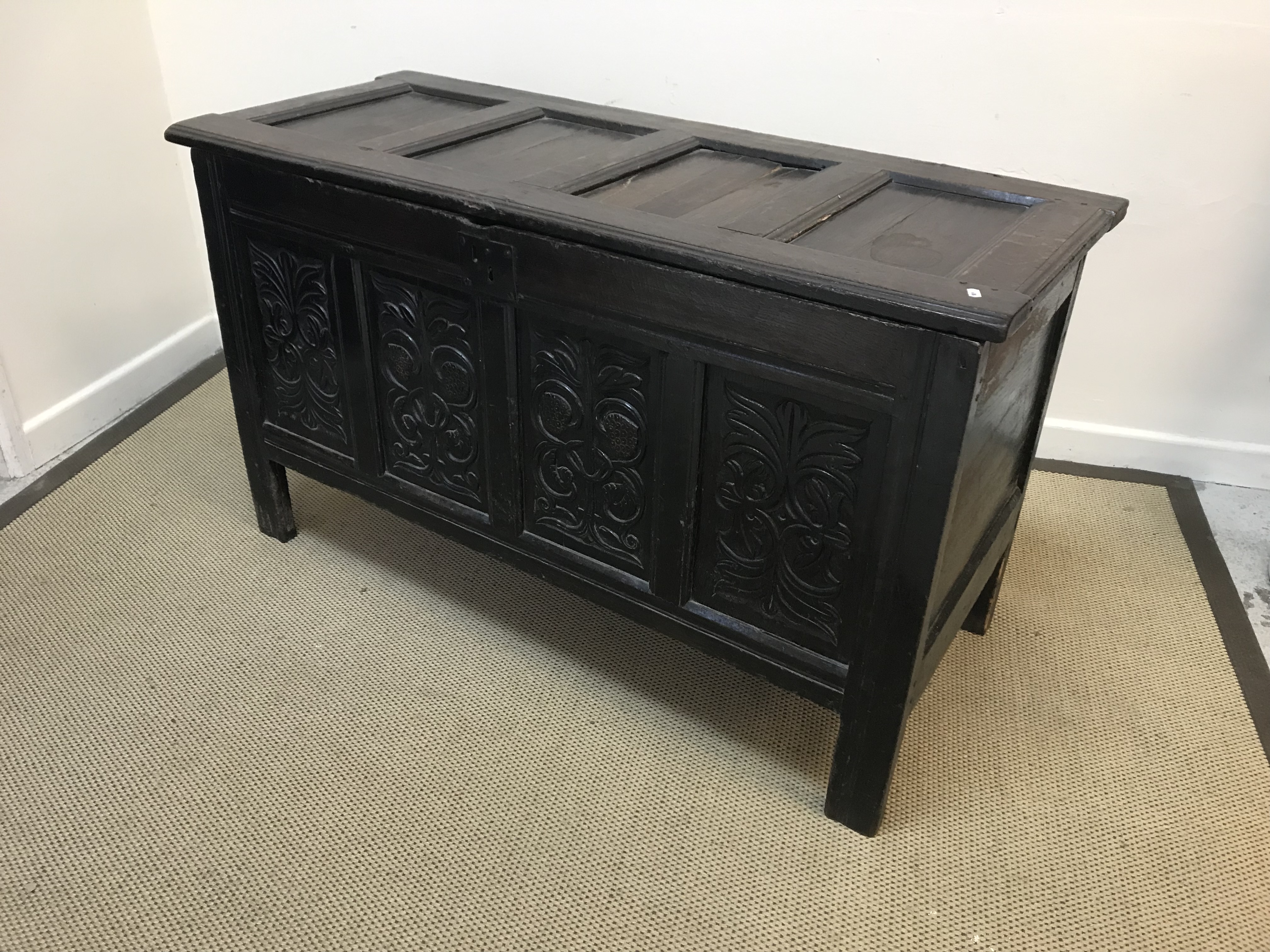 A 17th Century oak coffer,