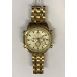 A Citizen gold plated cased alarm chronograph gent's wristwatch with multiple dials and date