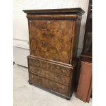 An 18th Century walnut and feather banded secretaire chest,