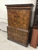 An 18th Century walnut and feather banded secretaire chest,