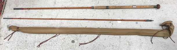 A Hardy Brothers "The Tournament" three piece cane rod No'd.