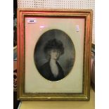 HUGH DOUGLAS HAMILTON (1739-1808) "Lady in black hat and lace trimmed dress" a portrait study,