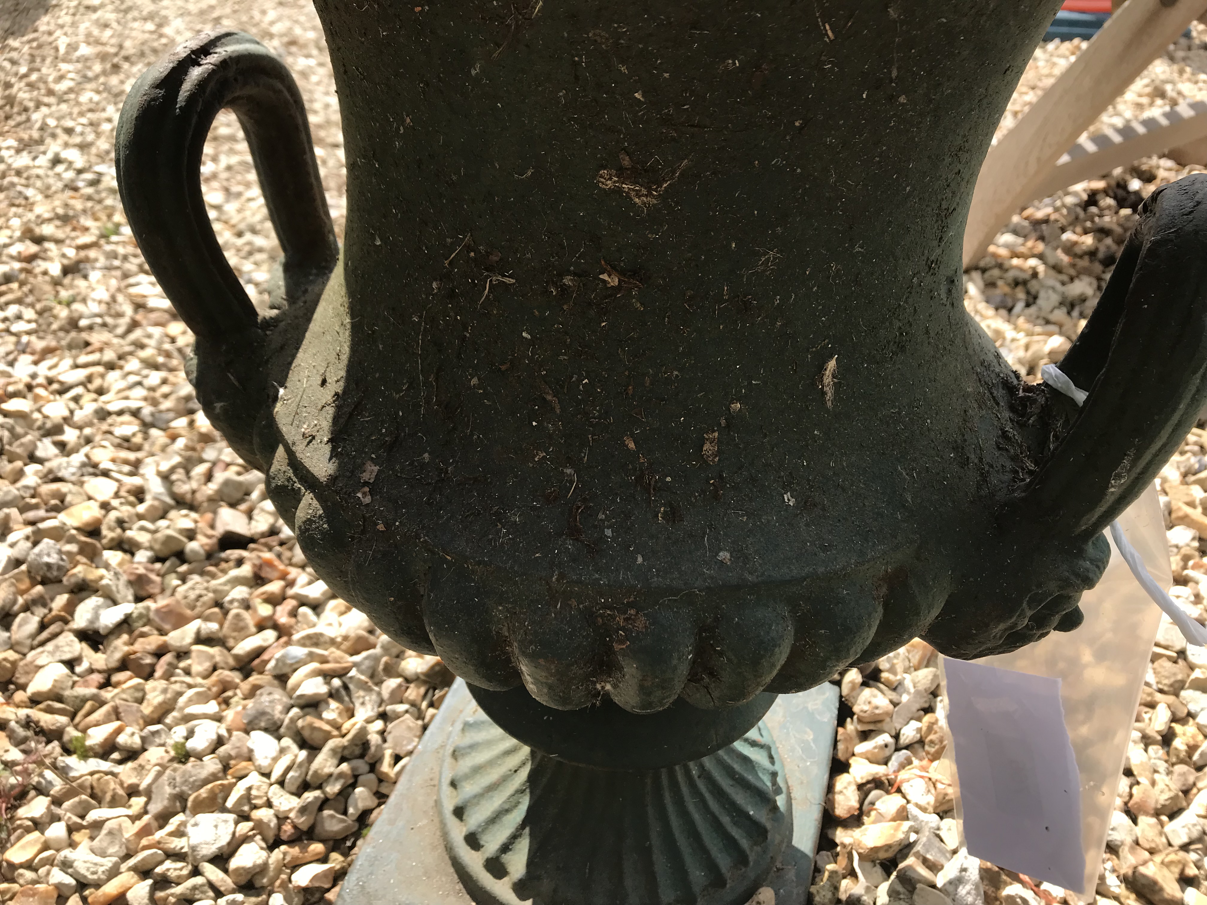 Two similar green cast iron garden urns CONDITION REPORTS Some areas of rusting, - Image 8 of 31