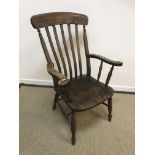 A Victorian Thames Valley beech and elm slat back Windsor type chair, 67 cm wide x 110.