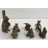 A collection of six cold painted bronze Beatrix Potter figures to include "Foxy Whiskered