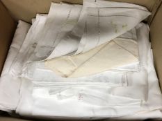 A box containing assorted vintage table linen,