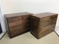 A pair of mid 20th Century mahogany chests of two short over three long drawers (presumed ex RAF,
