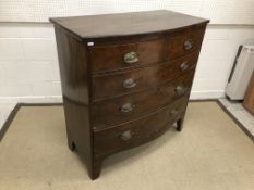 A 19th Century mahogany bow fronted chest of two short over three long graduated drawers on bracket