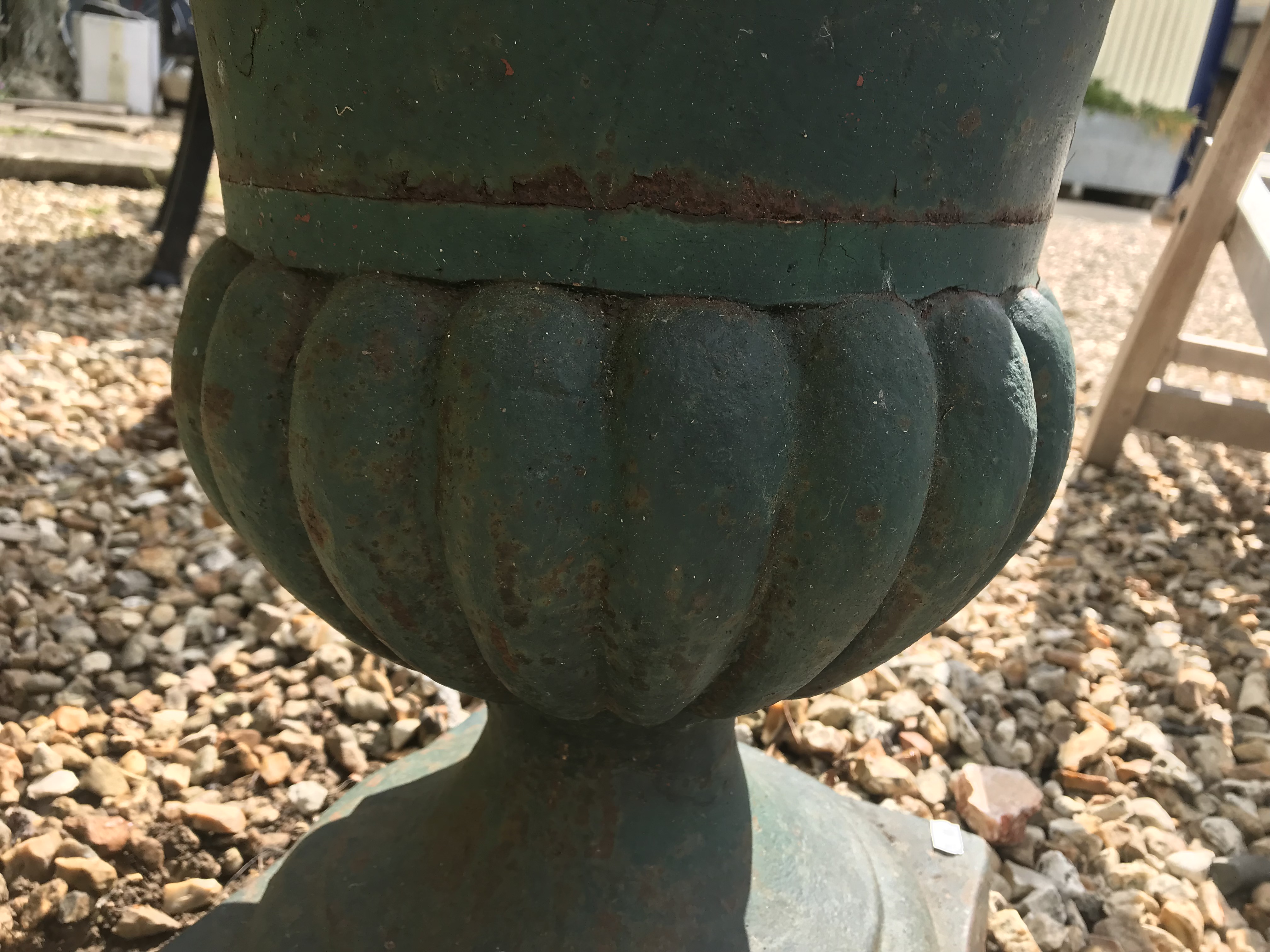 Two similar green cast iron garden urns CONDITION REPORTS Some areas of rusting, - Image 25 of 31
