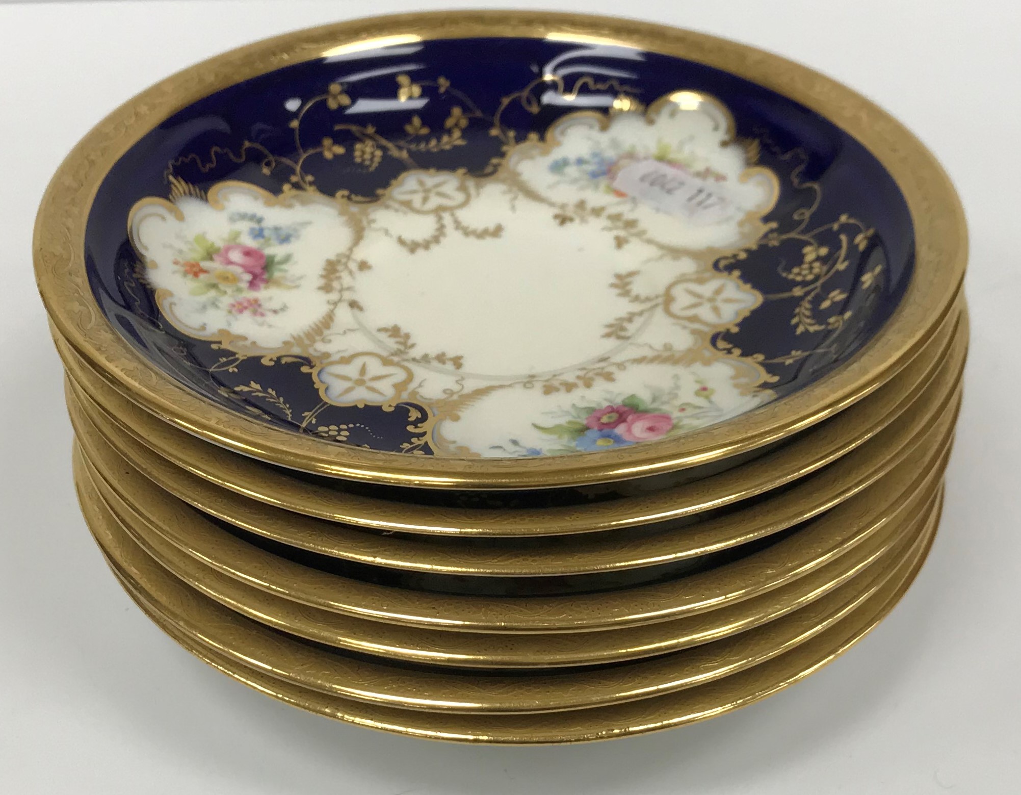 A Mintons floral spray blue and gilt decorated part tea service comprising six cups and saucers, - Image 3 of 25