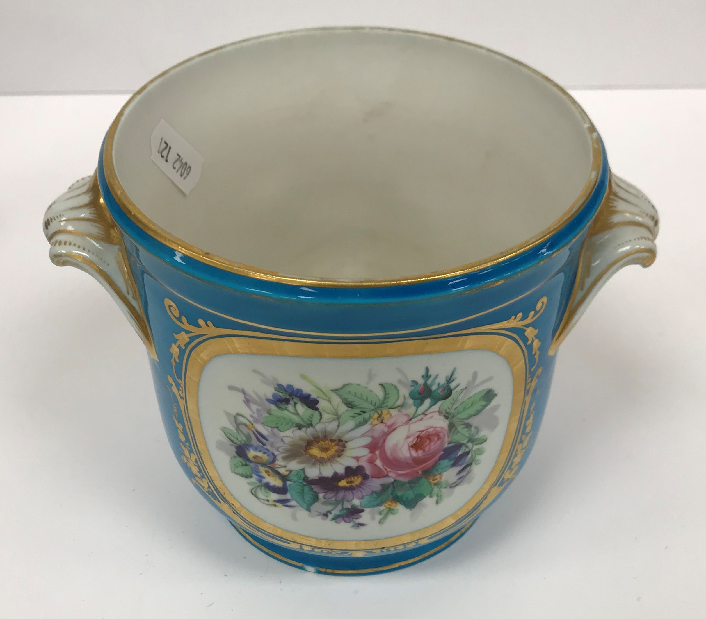 A pair of Sèvres bleu celeste and hand painted cachepots with figural and jewelled decoration the - Image 2 of 55