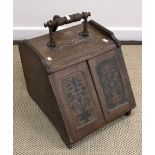 An early 20th Century coal box in the Aesthetic taste with shovel and a late 19th Century hall