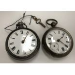 Two gold plated Waltham pocket watches their white enamel dials both set with Arabic numerals and