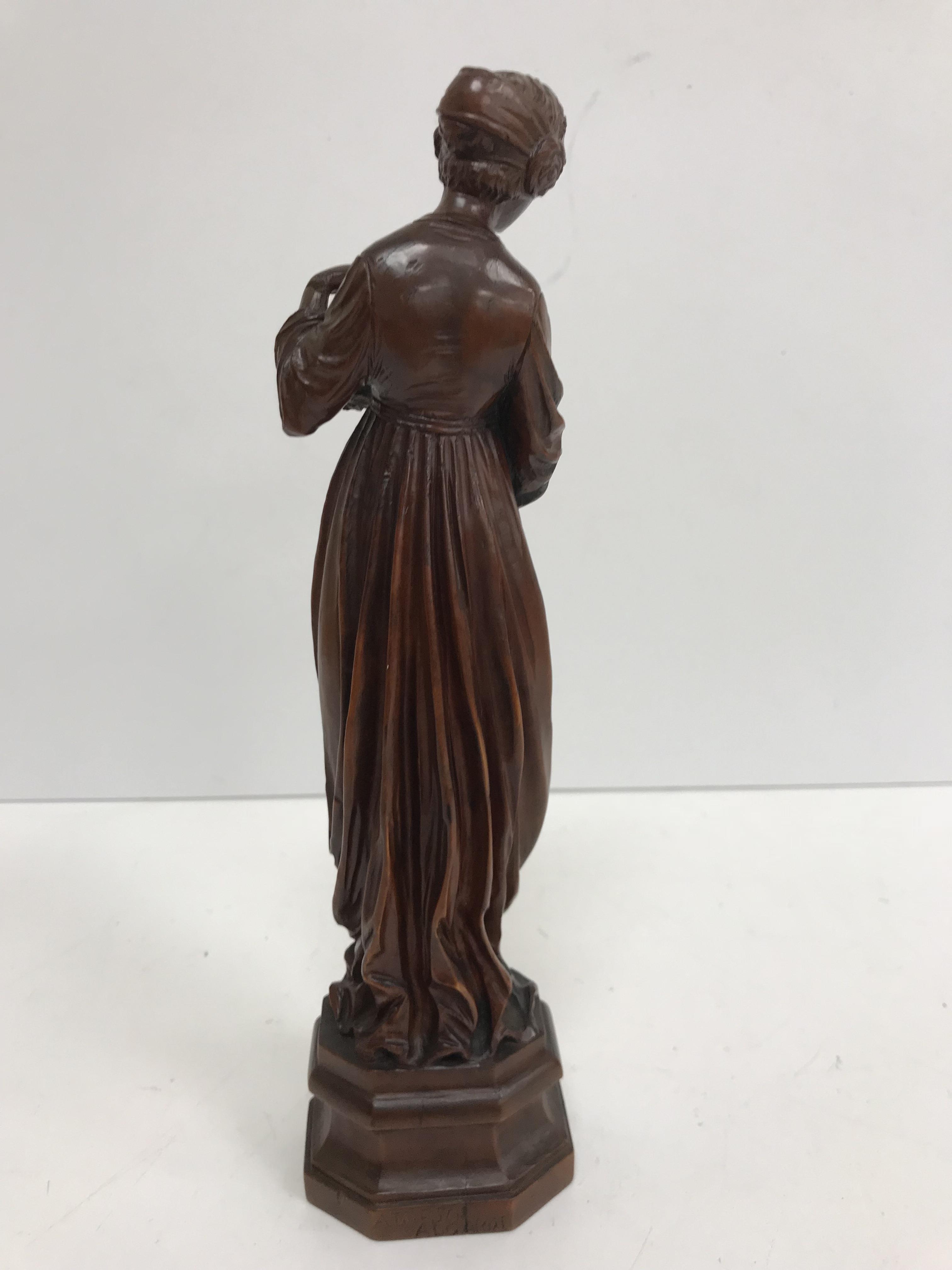 A 19th century carved boxwood figure of "Judith with the head of Holofernes", - Image 3 of 4