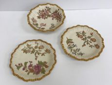 A Victorian Royal Worcester floral painted and gilt decorated dish of petal form,
