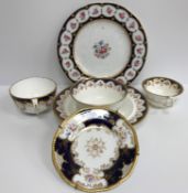 A box containing Wedgwood blue and gilt banded and rose decorated tea wares comprising six large