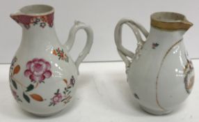 Two late 18th / early 19th Century Chinese baluster shaped sparrow beak jugs,