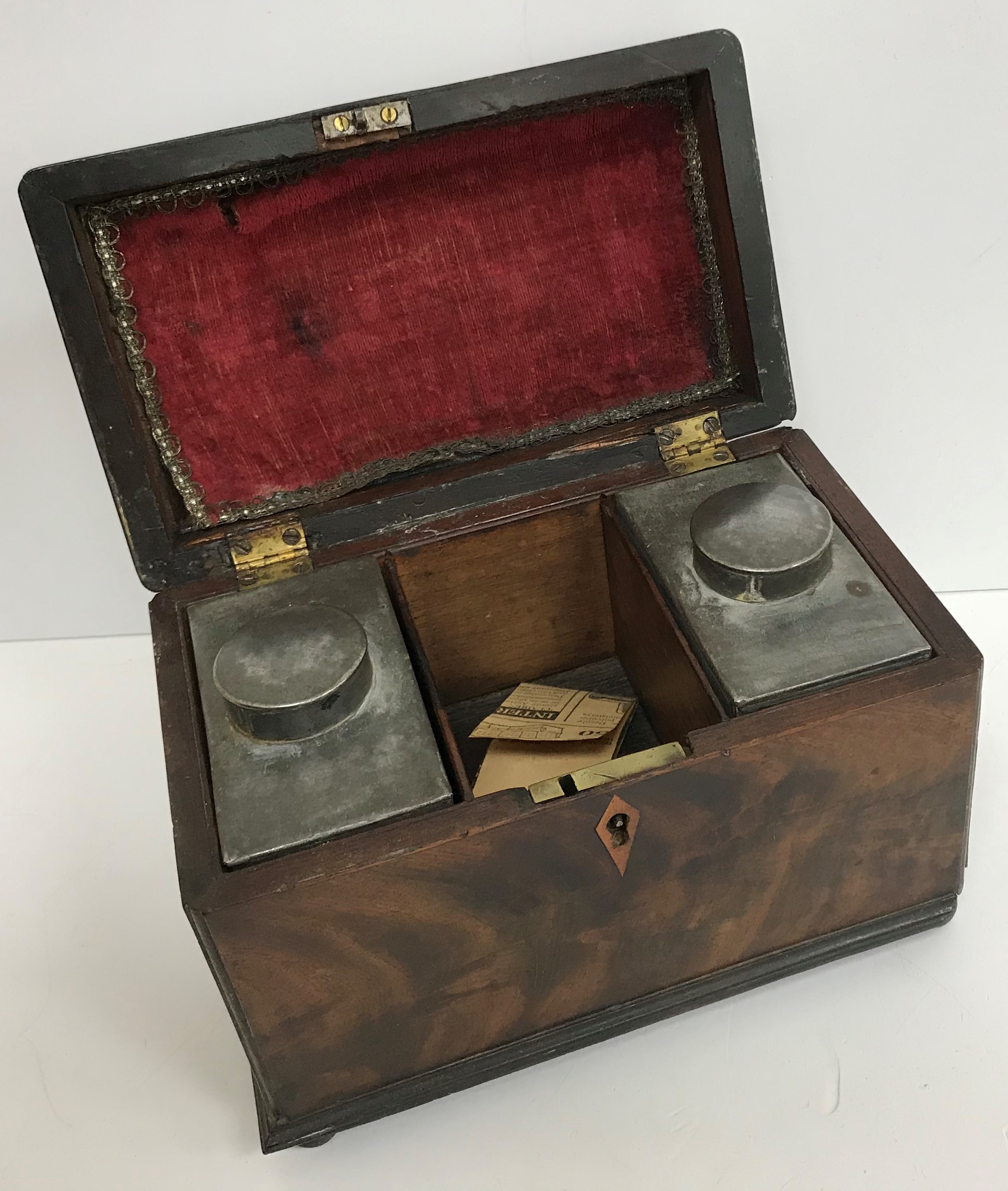 A late George III figured mahogany tea caddy, - Image 2 of 2