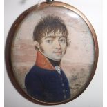 EARLY 19TH CENTURY CONTINENTAL SCHOOL "Young gentleman in military uniform in a landscape",