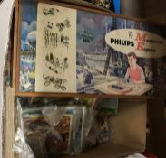 Four boxes of assorted vintage toys, card games, jigsaw puzzles, etc,