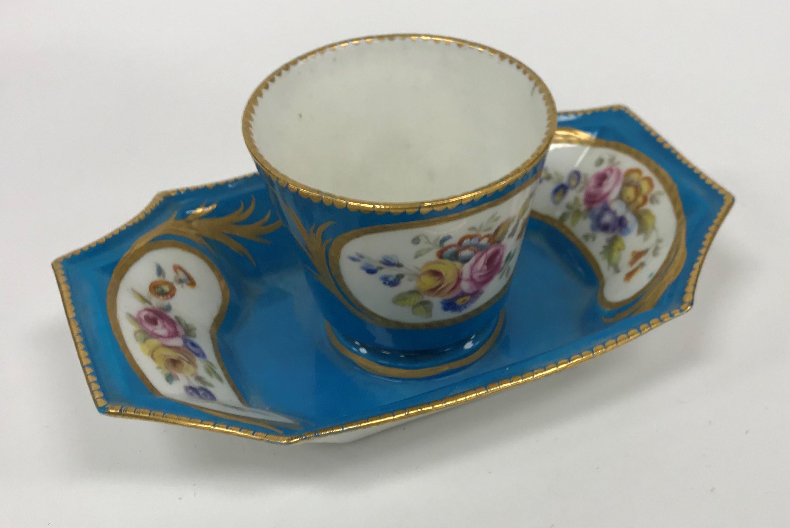 A pair of Sèvres bleu celeste and hand painted cachepots with figural and jewelled decoration the - Image 3 of 55