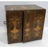 A Victorian rosewood and marquetry inlaid table top cabinet with floral and vase decoration,