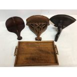 A 20th Century oak two handled wooden tray 36 cm x 22.