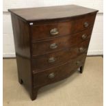 A 19th Century mahogany bow fronted chest of two short over three long graduated drawers on bracket