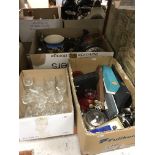 Two boxes of sundry decorative china and glassware etc to include various fruit bowls and a