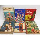A collection of childrens books and annuals to include The Adventures of Bertie Bassett,