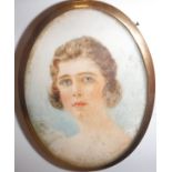 WITHDRAWN EARLY 20TH CENTURY ENGLISH SCHOOL "Young lady in white dress", a miniature portrait study,