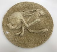 AFTER GARRY JONES "Wind in your hare" a relief work plaque 41 cm diameter x 2,