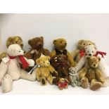 A collection of bears to include three Clemens bears (two limited edition Nanuk Hoffman bears No.