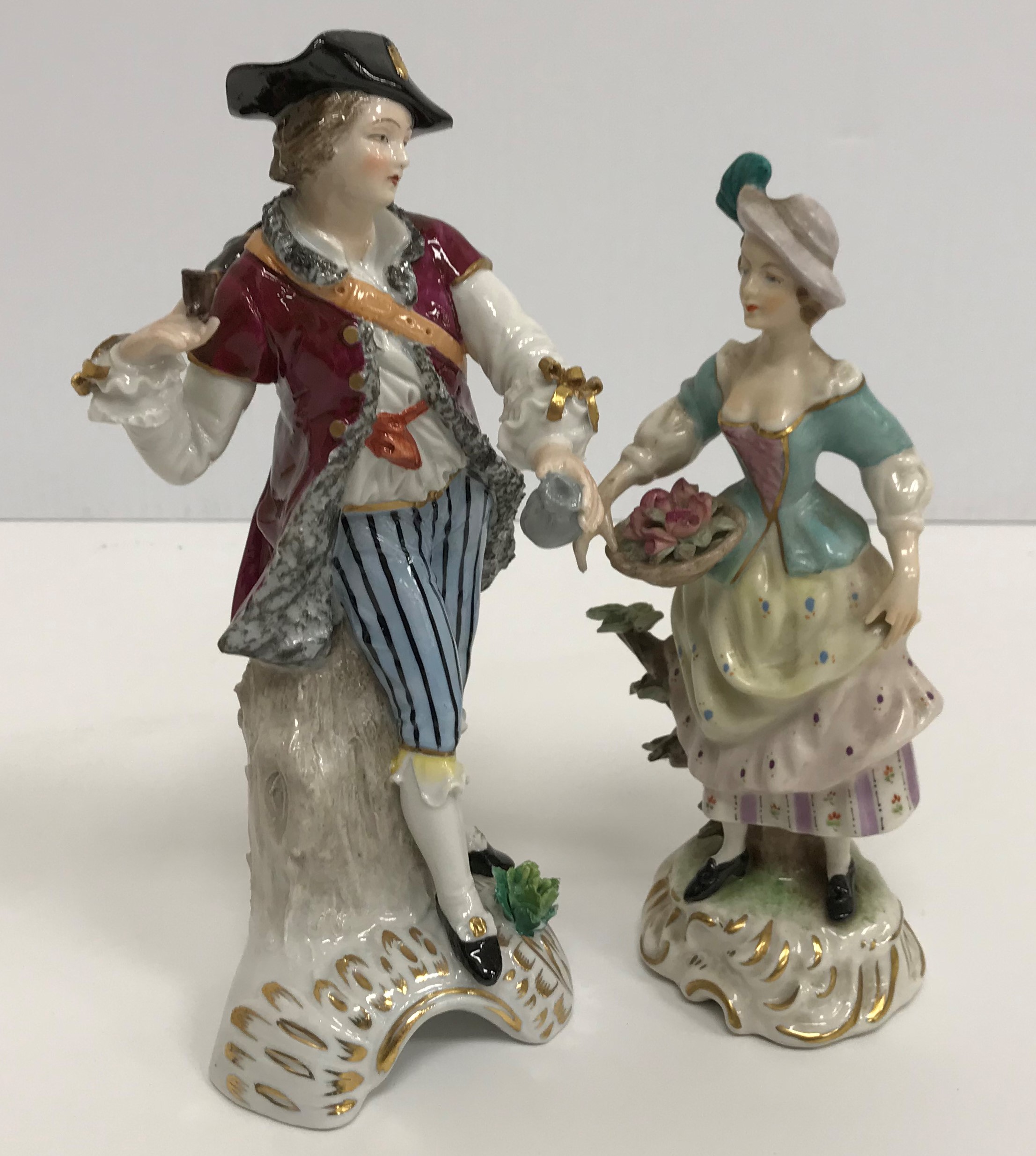 A collection of various Continental figure groups in the Meissen or Dresden manner including - Image 4 of 5