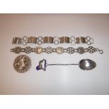 A collection of silver wares to include a child's Horner silver teaspoon,