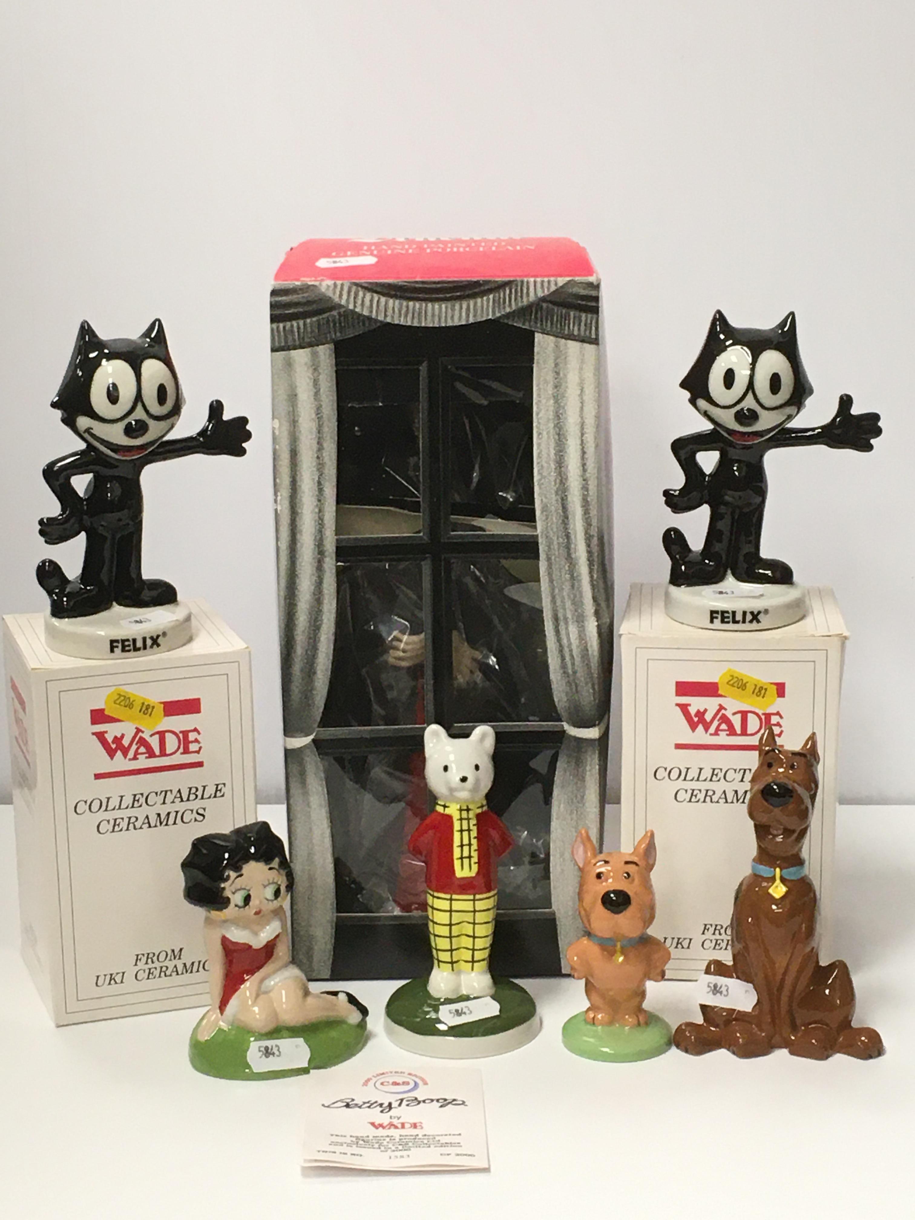 A collection of six Wade figures including "Dracula",
