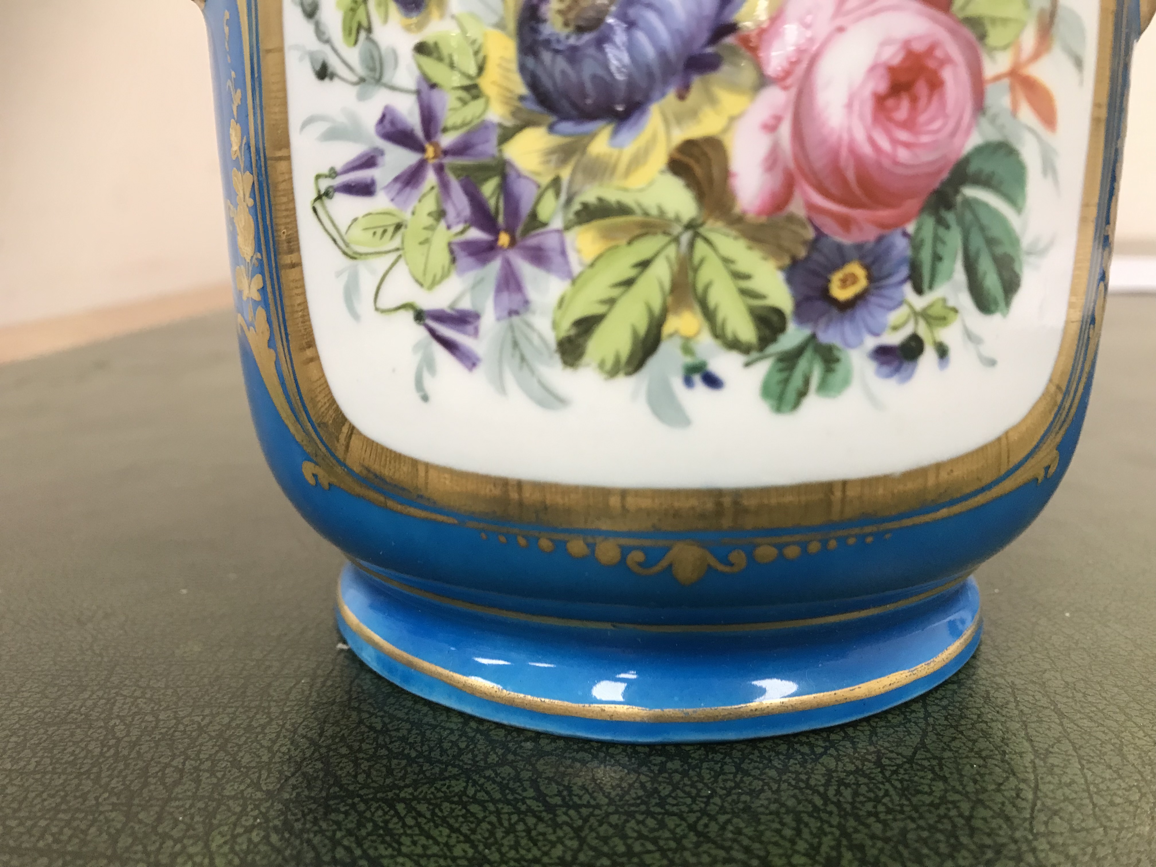 A pair of Sèvres bleu celeste and hand painted cachepots with figural and jewelled decoration the - Image 32 of 55